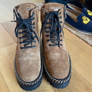 Balmain Suede Boots w/chain detail (BRAND NEW)